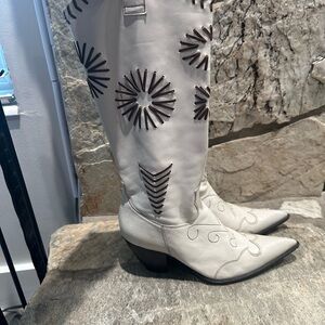 BCBG White and Brown Heeled Boots